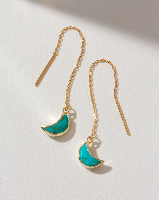 Eclipse Threader Earrings Turquoise - Gold