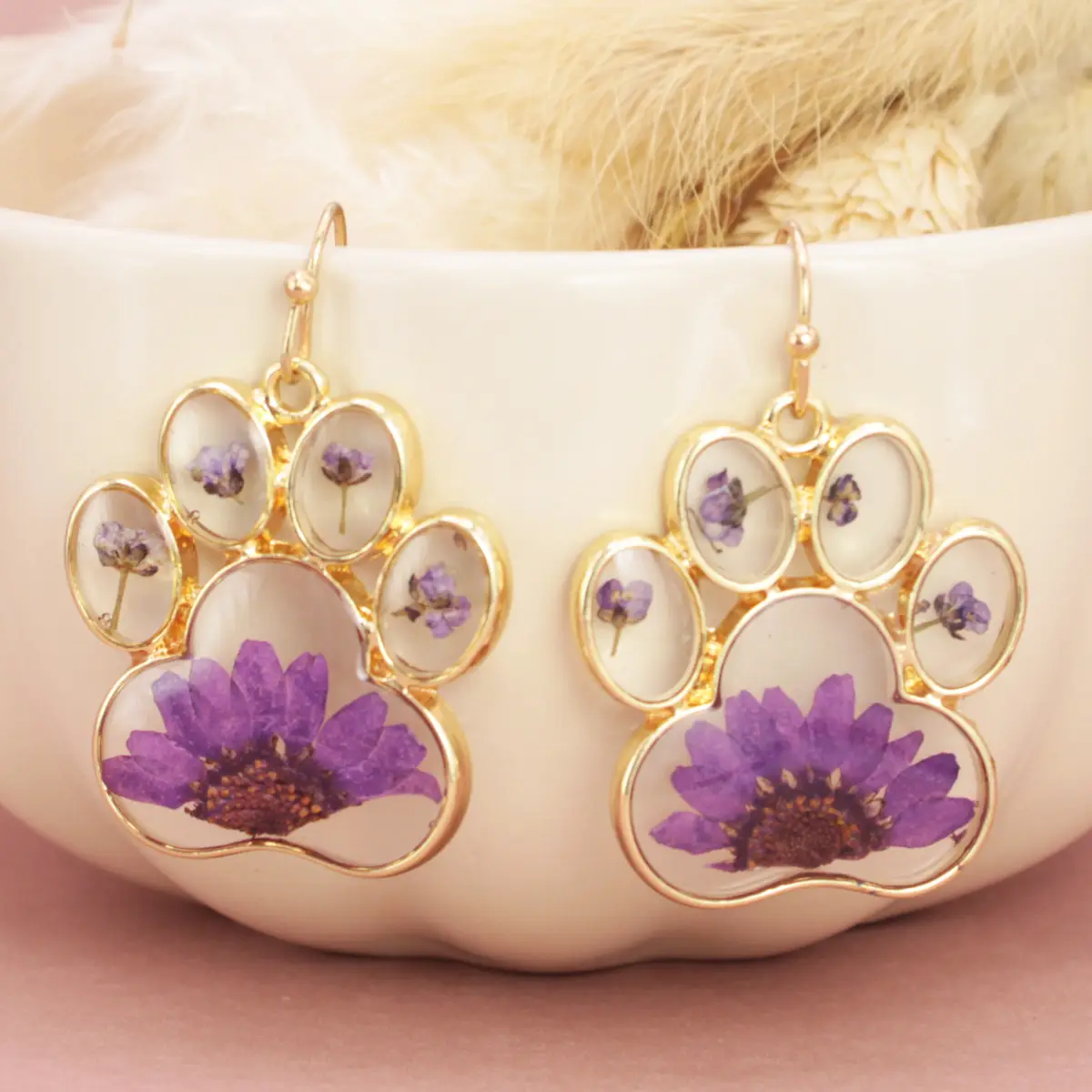 Precious Paw Dried Flower Earrings