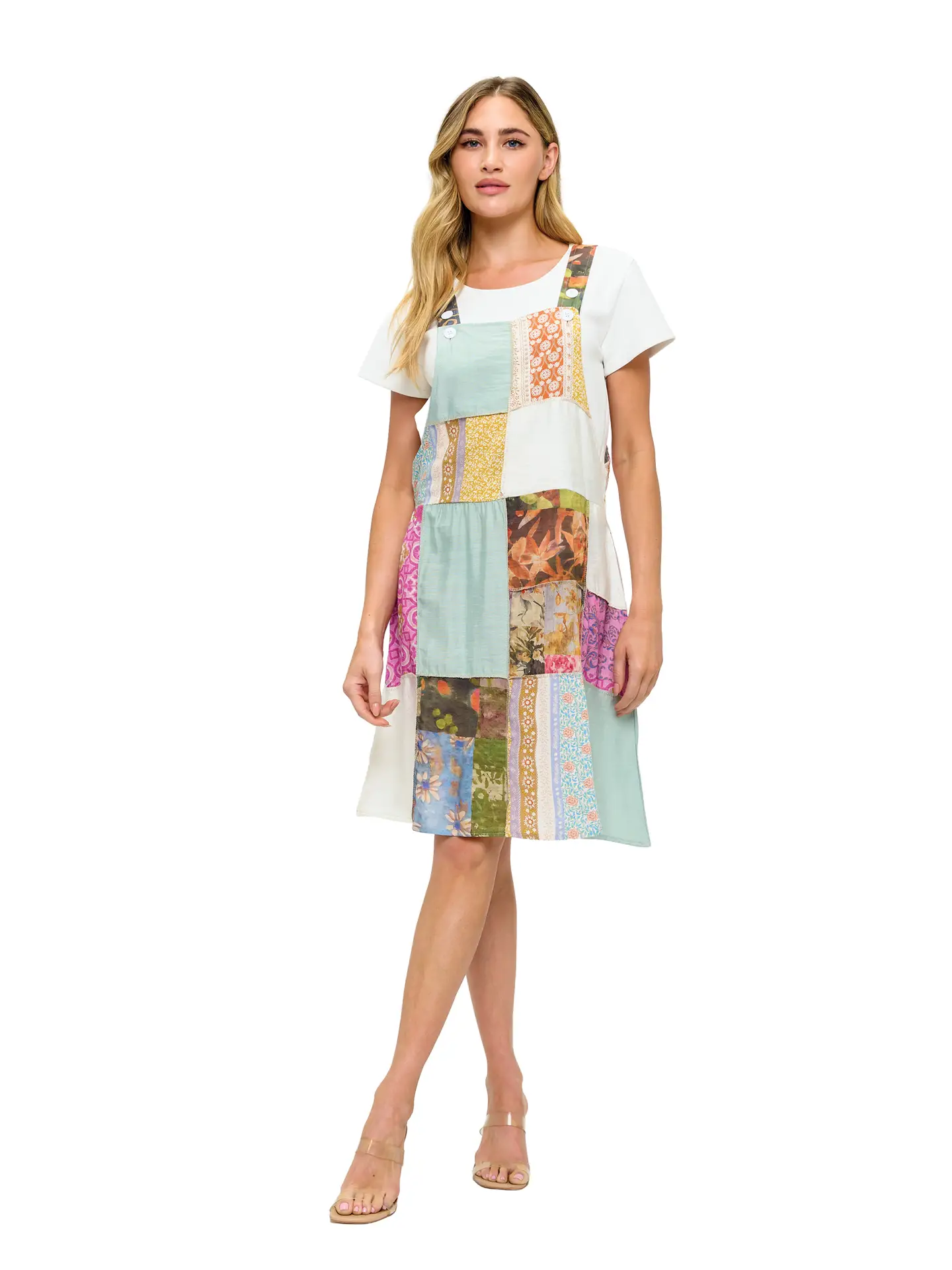 Printed Patch Overall Dress