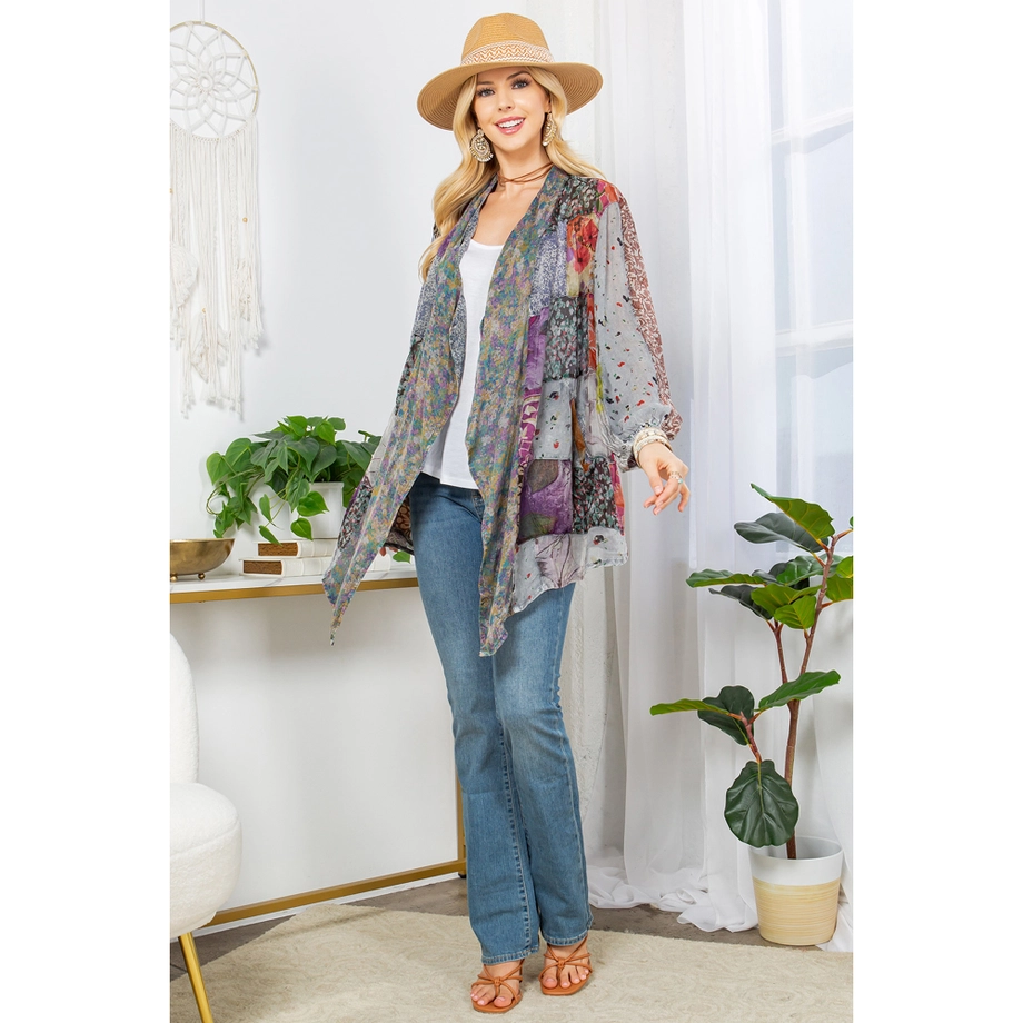 Overdyed Patchwork Kimono Shrug