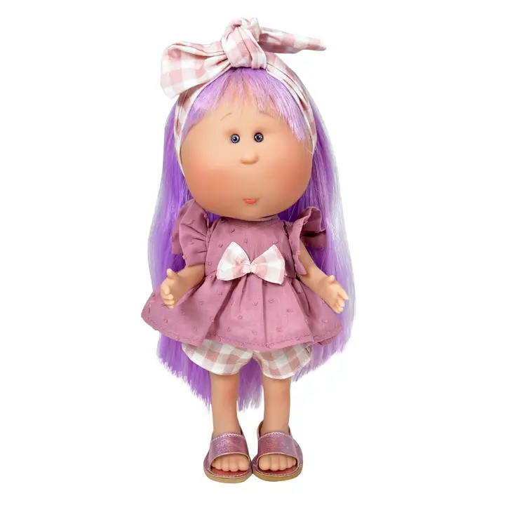 Mia Doll Purple Hair Pink + Plaid Outfit