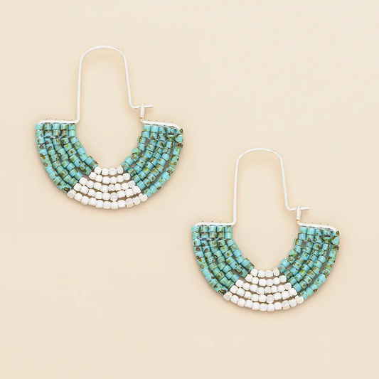 Chromacolor Miyuki U-Hoop Earrings Turquoise/Silver