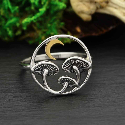 Three Mushroom Moon Ring