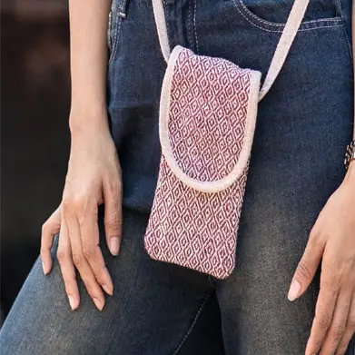 Woven Cell Phone Crossbody Bag