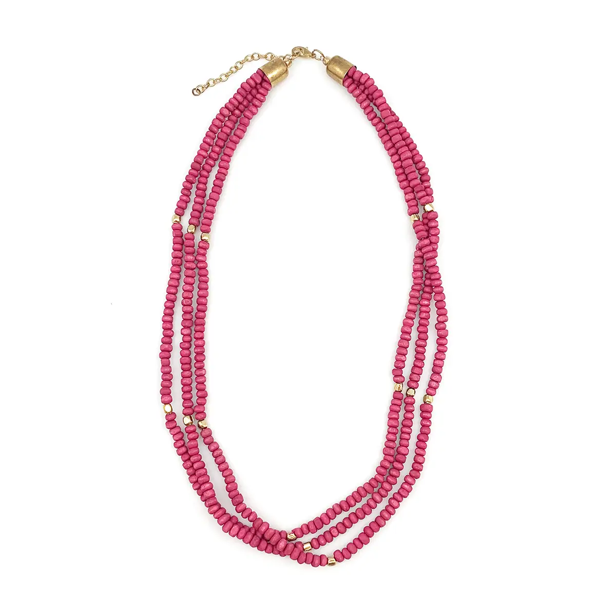 Beaded Chromatic 3 Strand Short Necklace