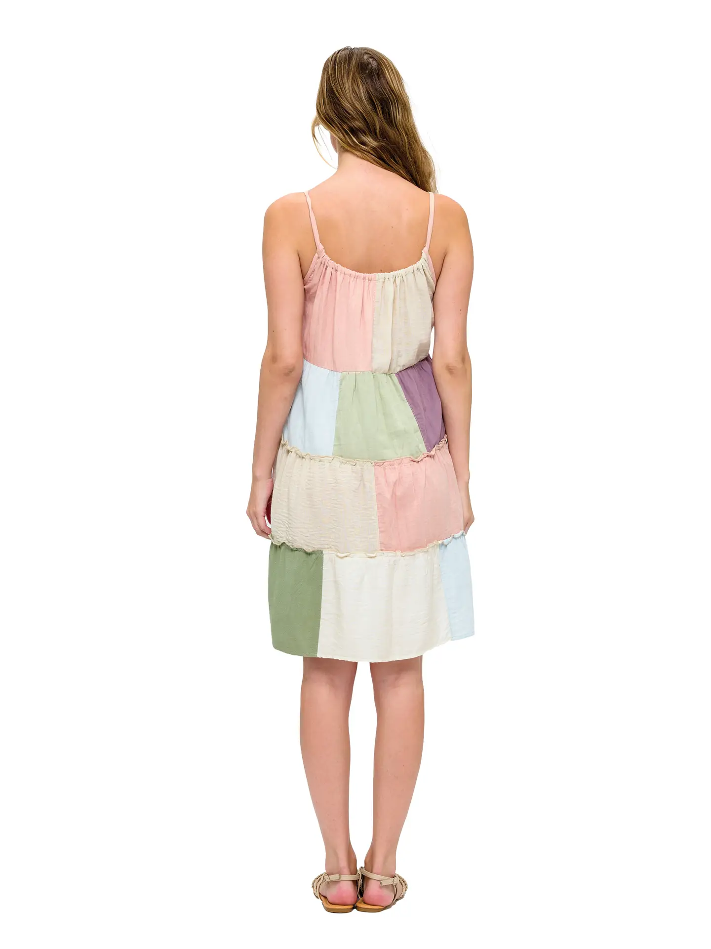 Tiered Colorblock Patchwork Dress
