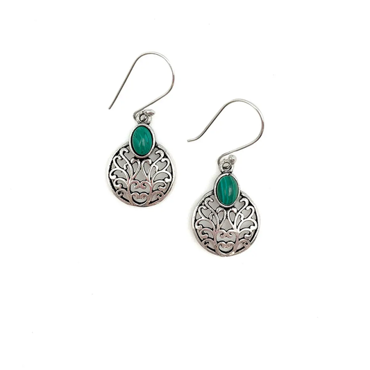 Tanvi Earrings Curly Circle - Malachite