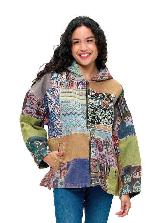 Zip Up Gheri Patchwork Jacket