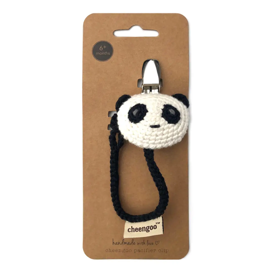 Knit Pacifier Clip - Panda