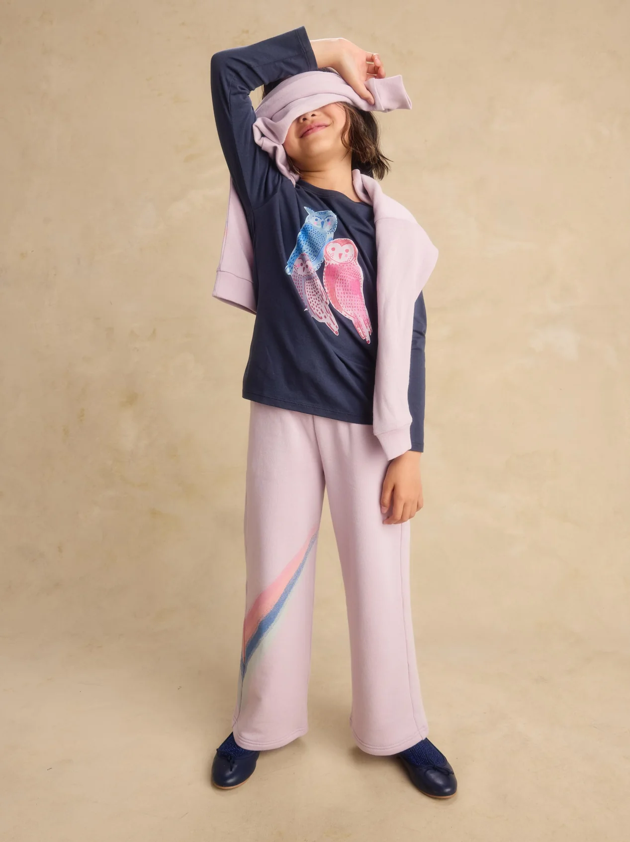 Girls Rainbow Wide Leg French Terry Pants