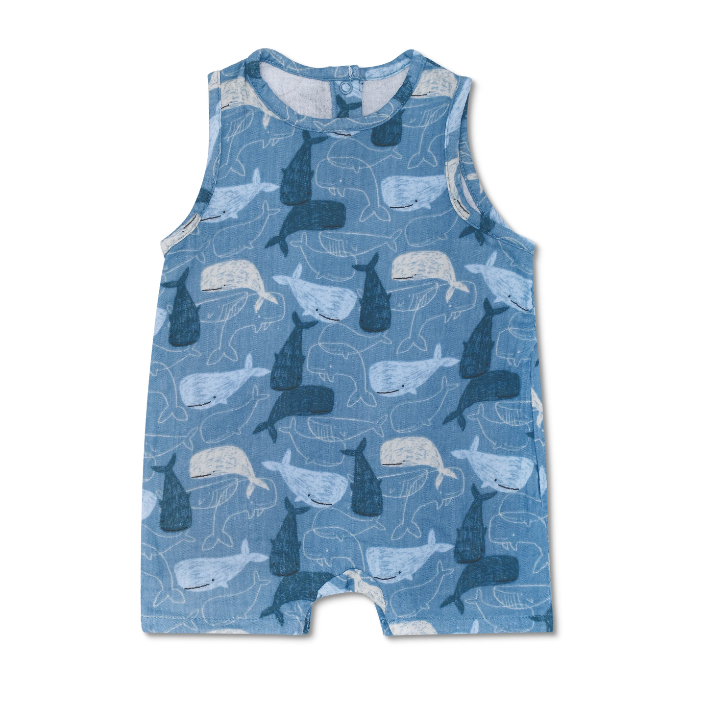 Baby Whale Muslin Sleeveless Coverall