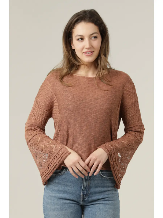Lightweight Flare Sleeve Pullover Sweater