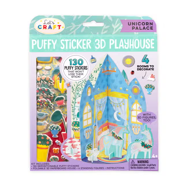 Puffy Sticker 3D Unicorn Palace