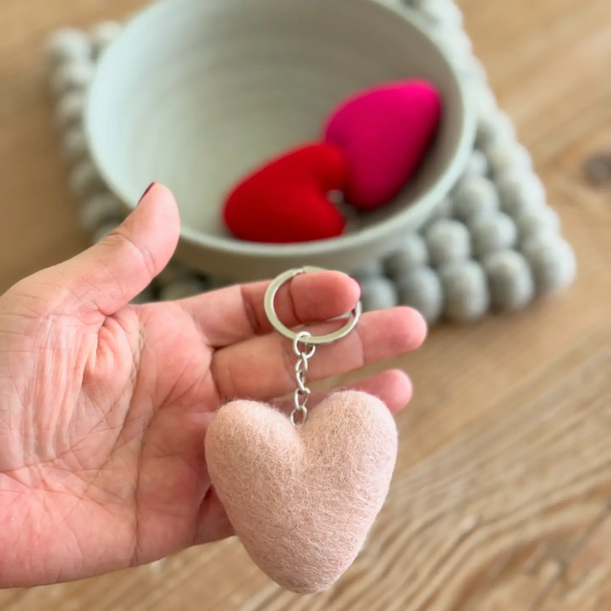 Felted Heart Keychain