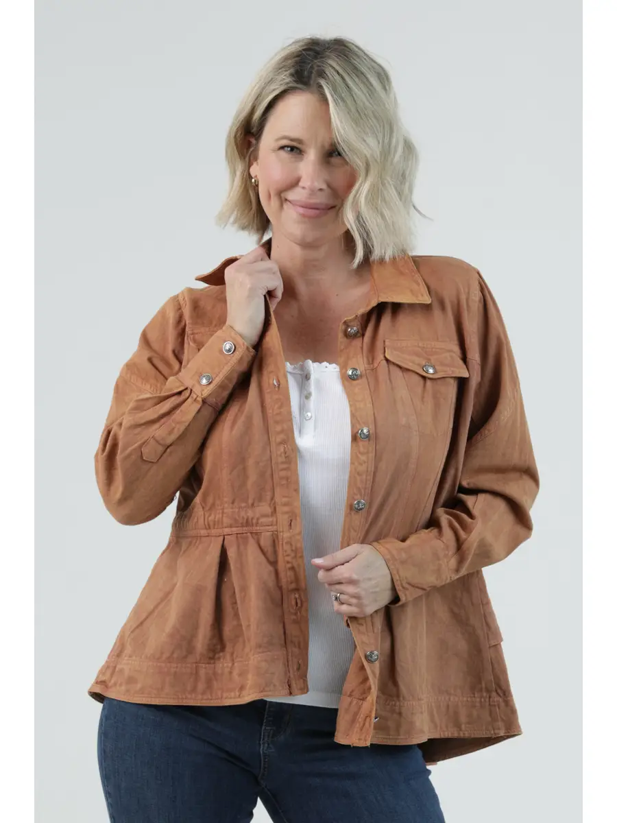 Denim Ruffle Peplum Jacket
