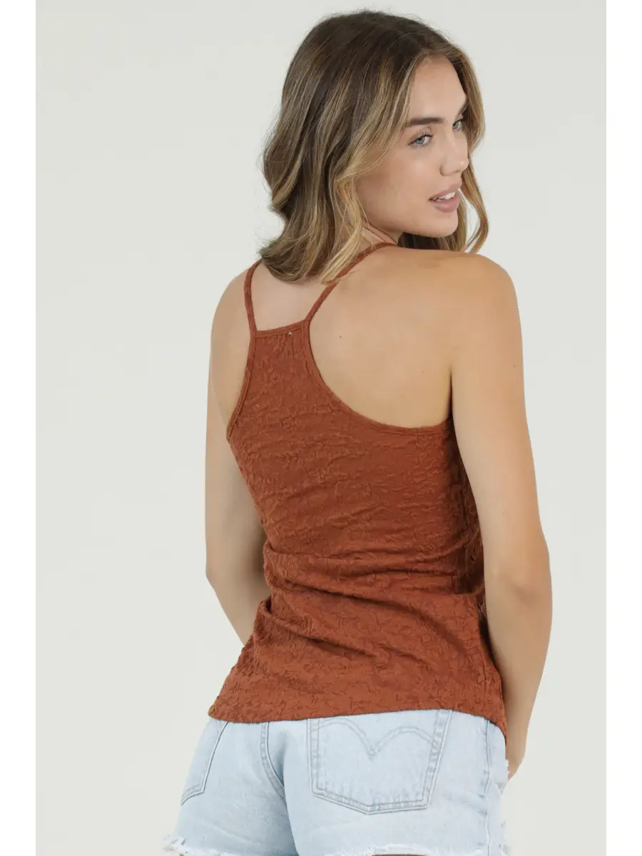 Textured Knit Racer Back Tank Top