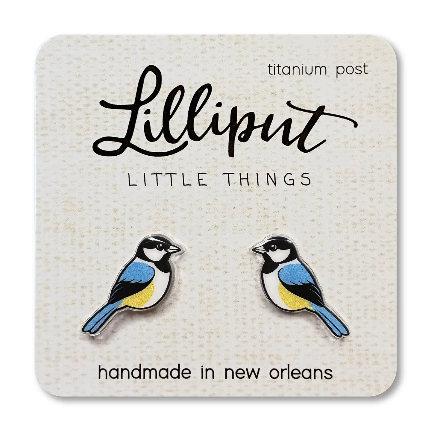 Chickadee Bird Stud Earrings