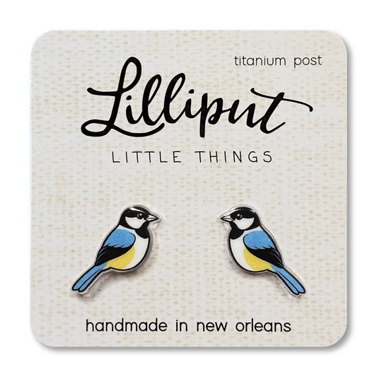 Chickadee Bird Stud Earrings