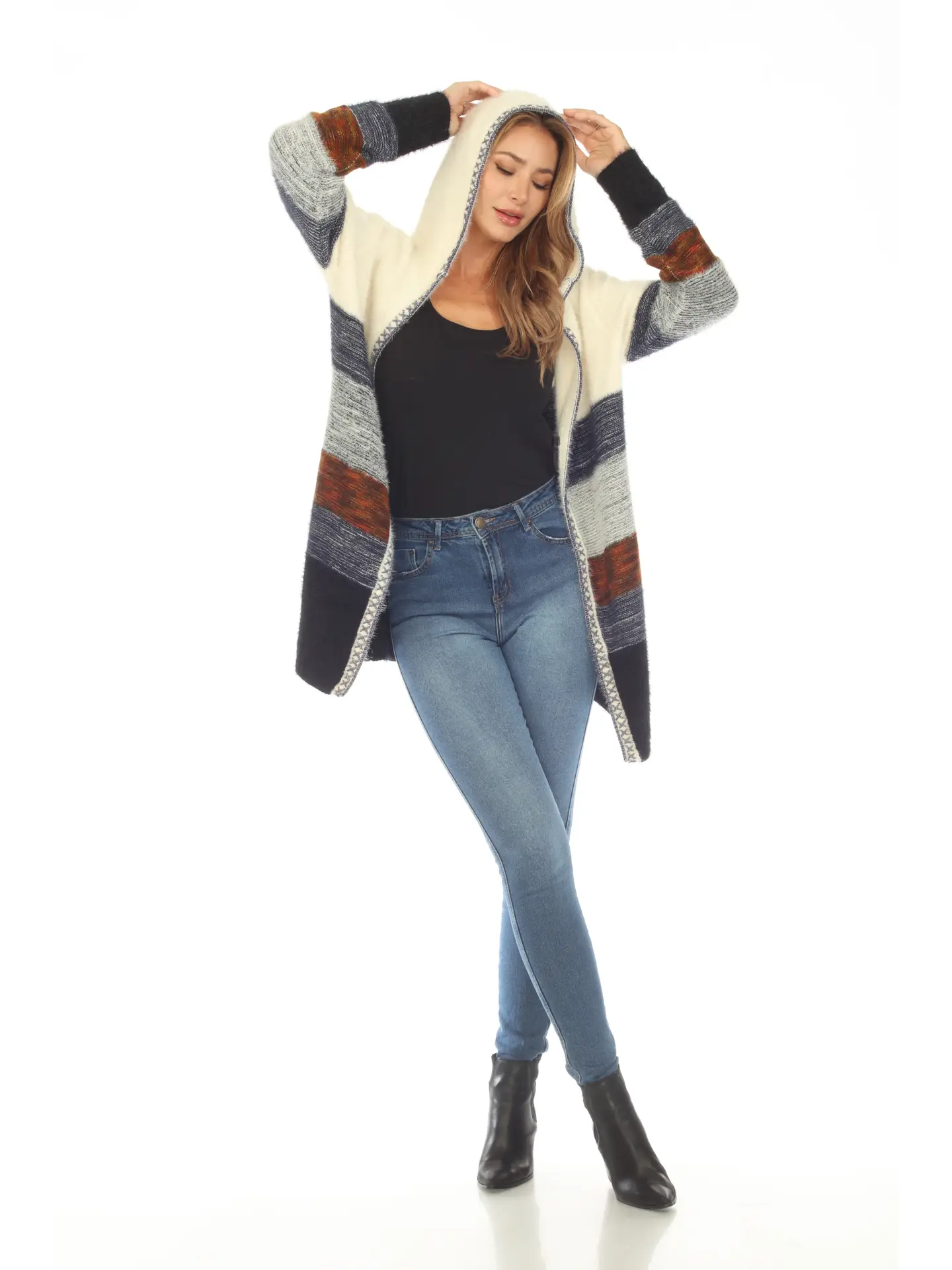 Super Soft Hooded Ombre Sweater Cardigan