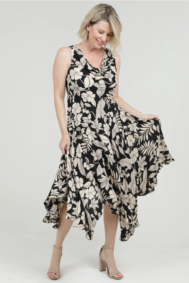 Leaf Print Hanky Hem Dress