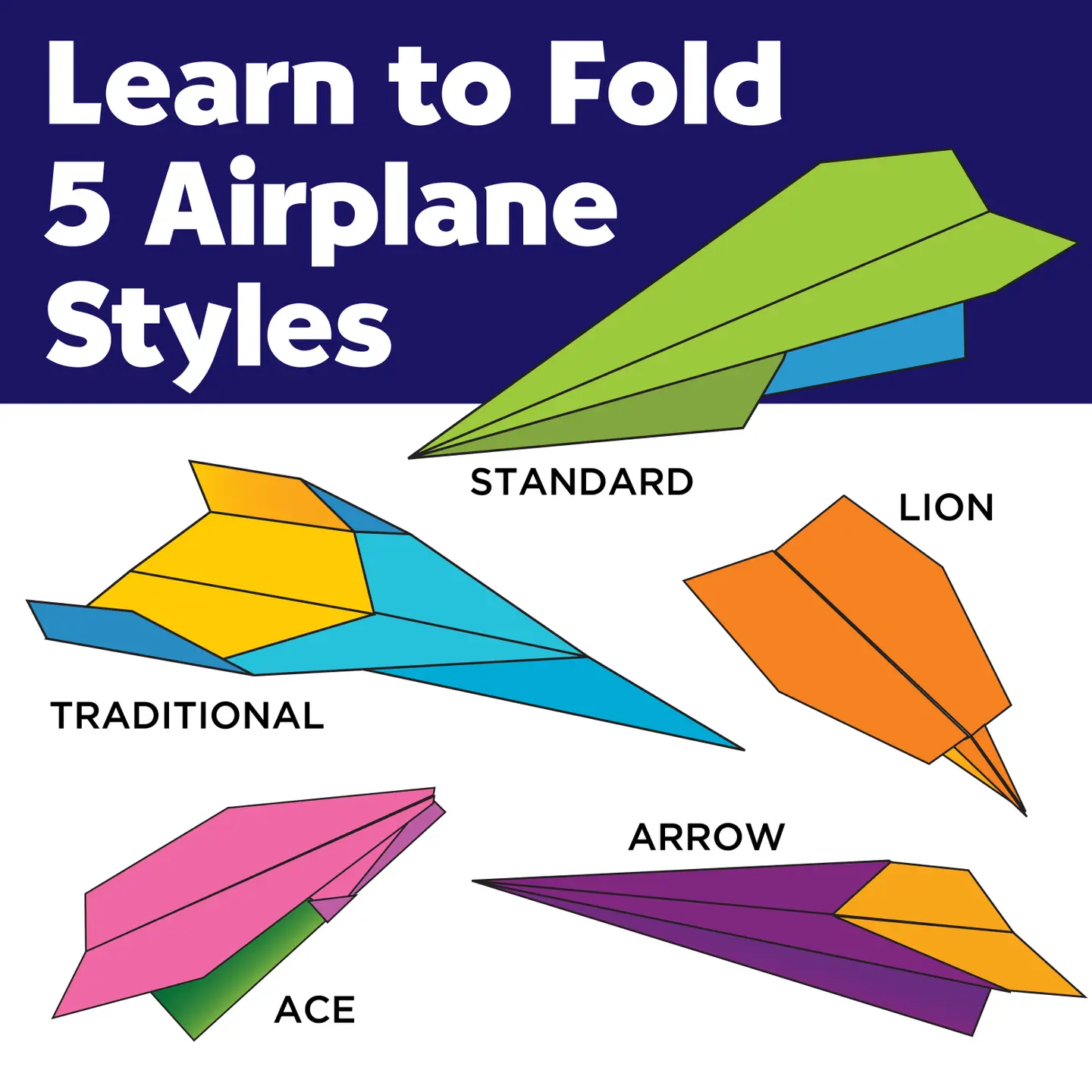 Stunt Squadron Neon Glow Paper Airplane Kit