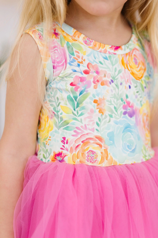 Rainbow Floral Tutu Dress
