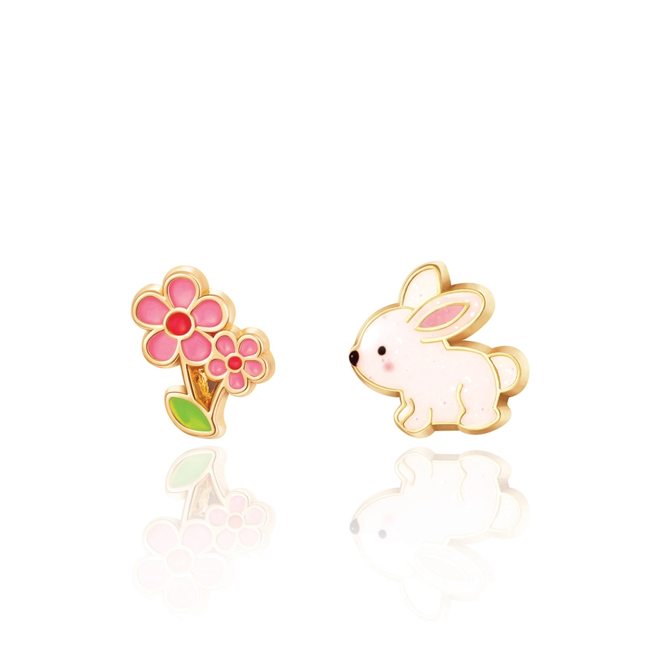 Flower & Bunny Stud Earrings