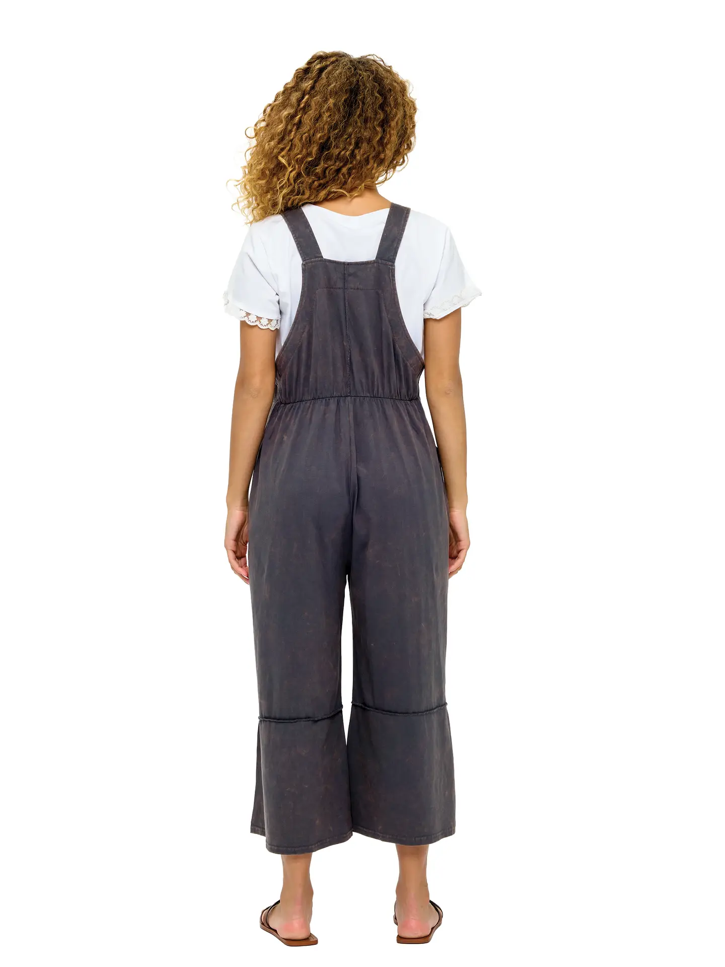 Embroidered Details Midi Overalls