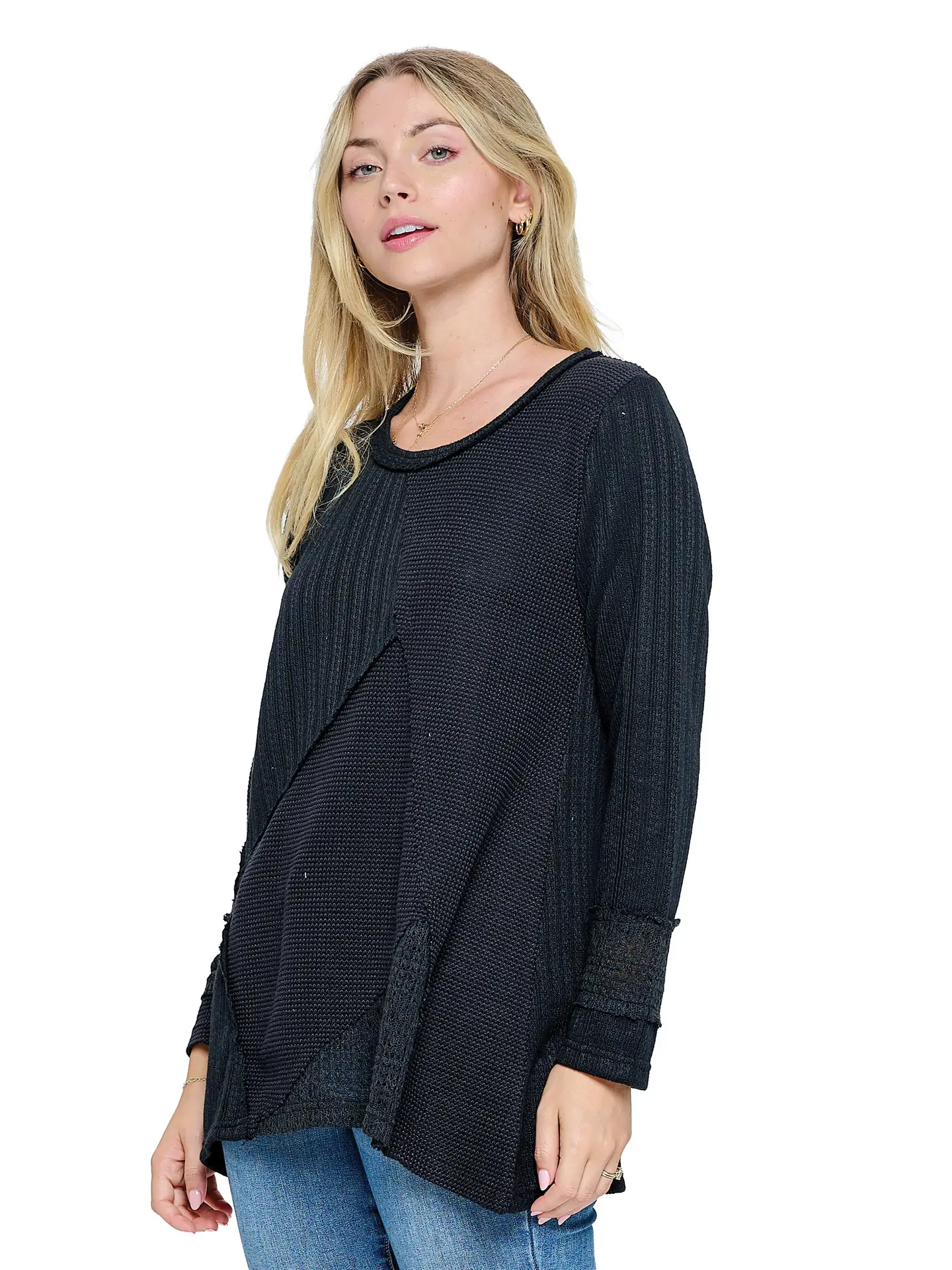 Patchwork Textured Ribbed Tunic