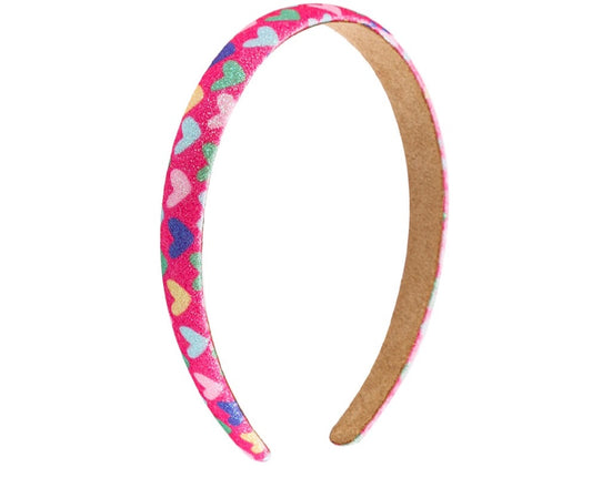 Girls Hot Pink Hearts Headband