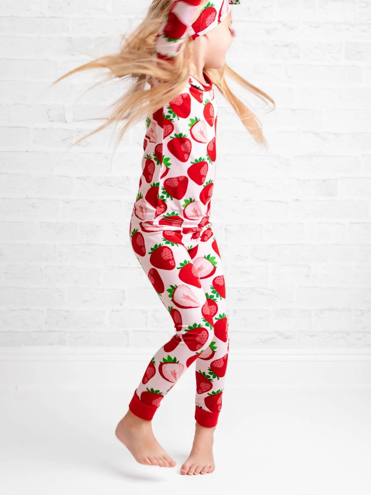 Berry Sweet Strawberries Kids Bamboo Pajamas