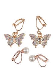 Girls Butterfly Clip Earrings