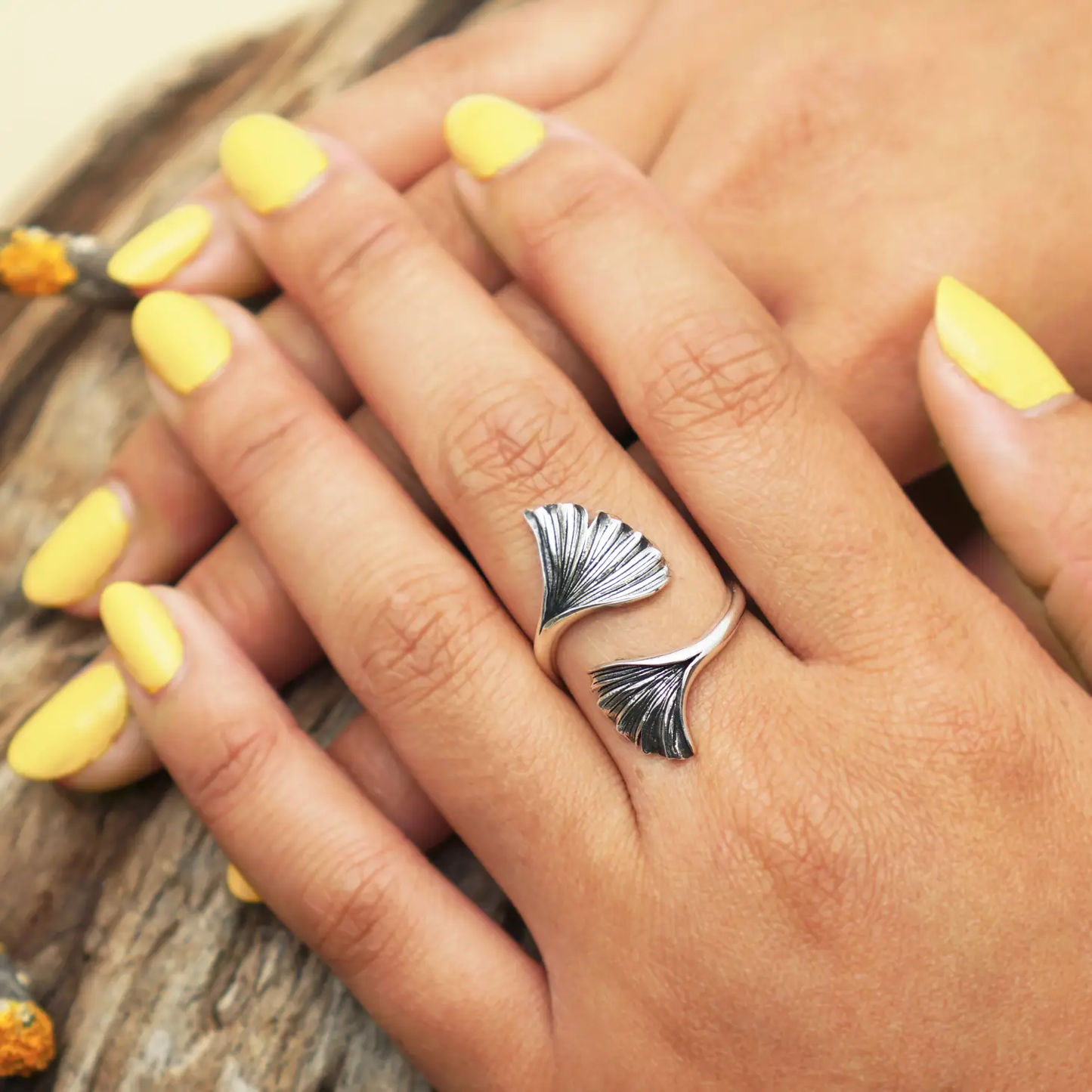 Adjustable Ginkgo Leaf Ring