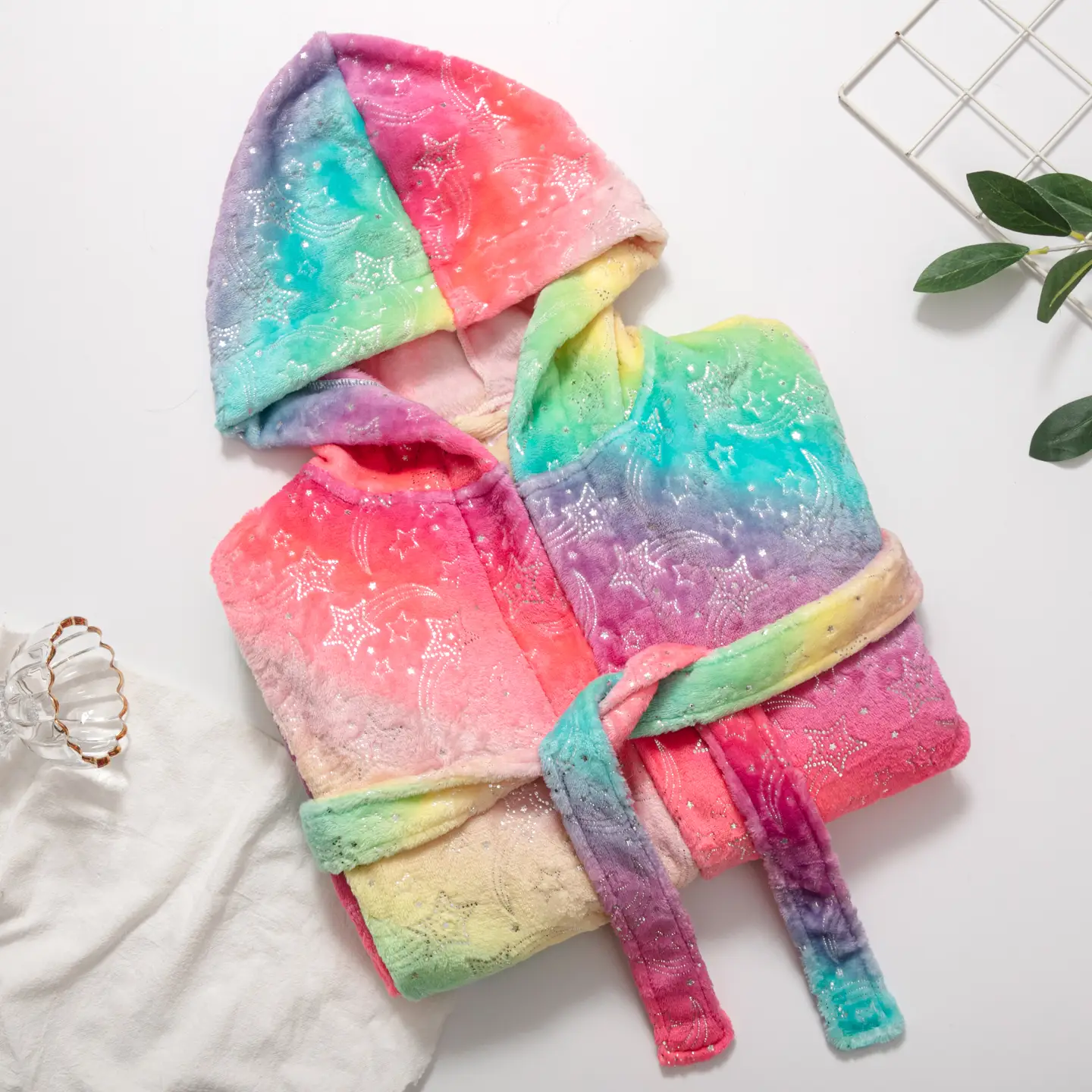 Kids Rainbow Fleece Robe