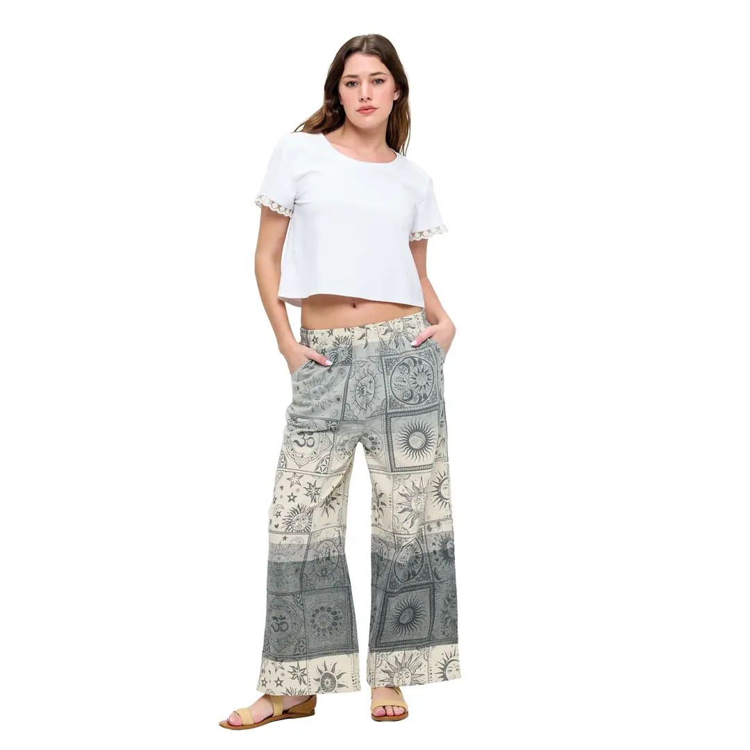 Celestial Sun & Moon Print Pants