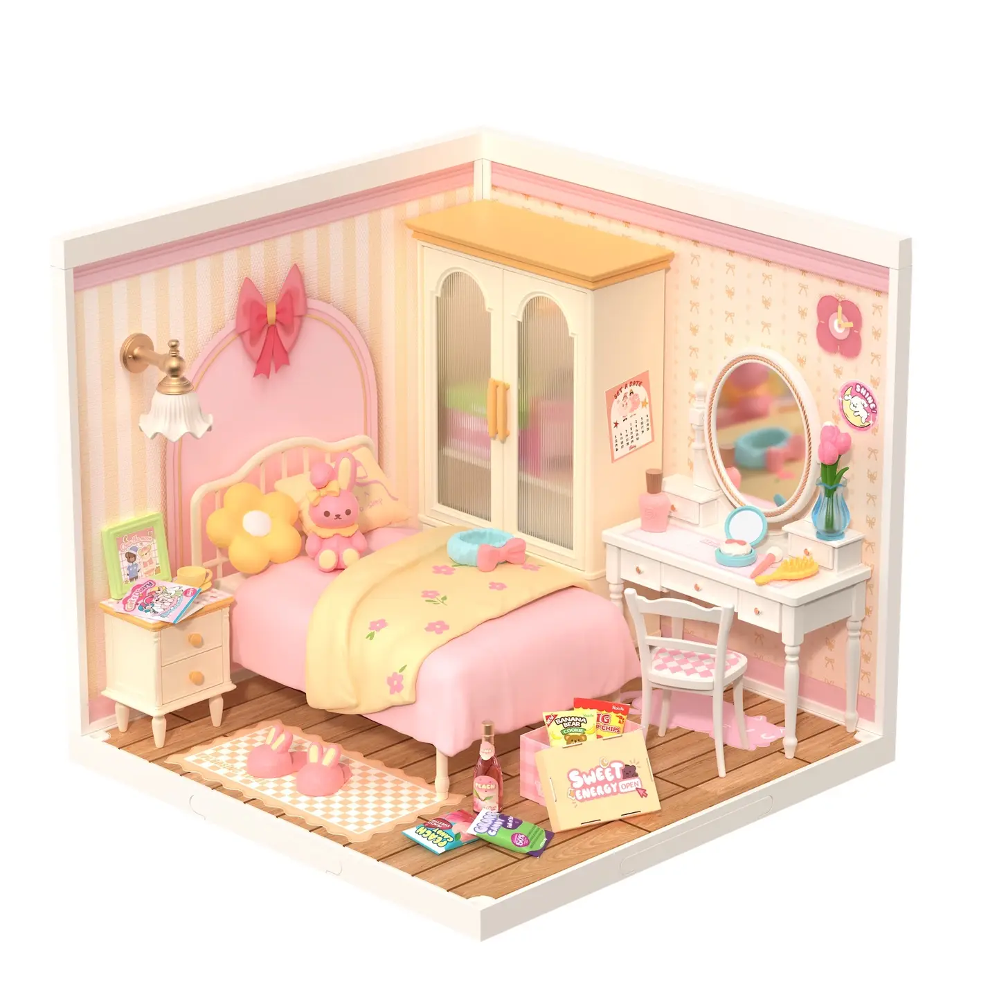 Miniature House Kit: Lovely Pink Bedroom
