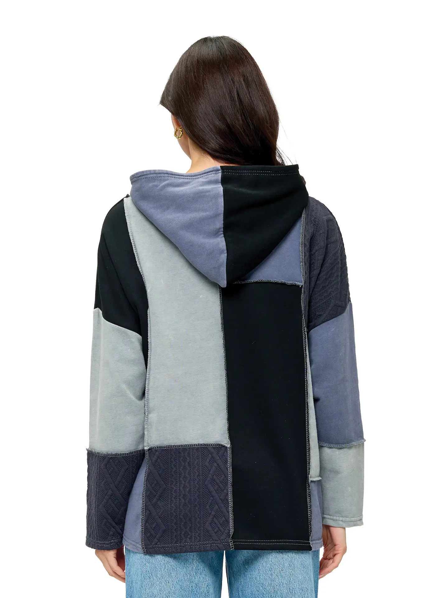 Zip Up Colorblock Patchwork Jacket