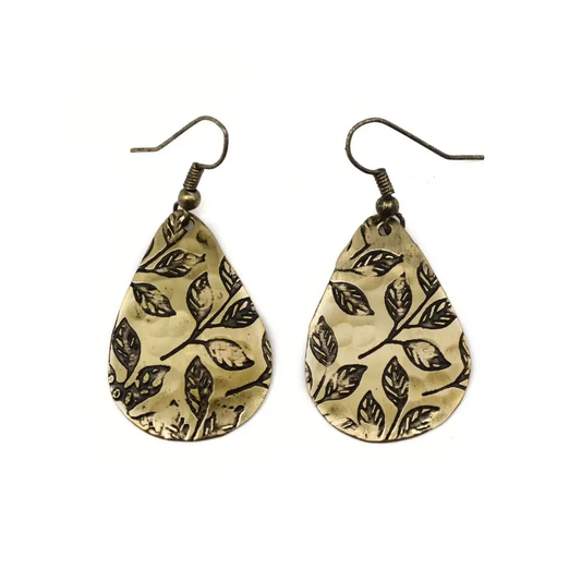 Four Leaves Brass Earrings