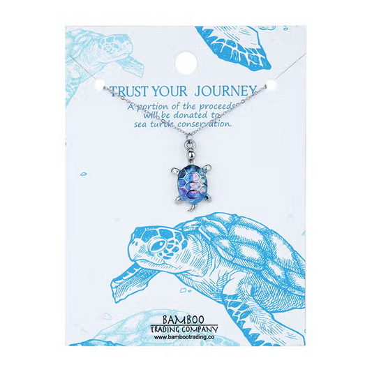 Trust Your Journey Turtle Necklace - Sea