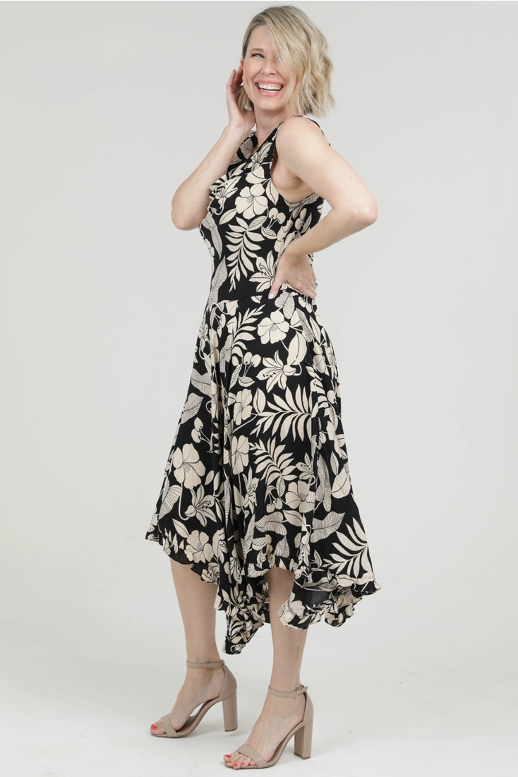 Leaf Print Hanky Hem Dress