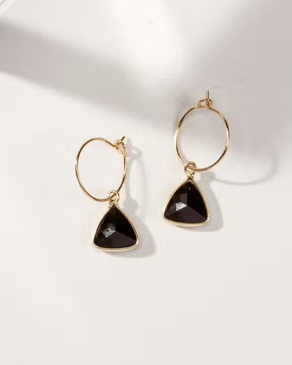 Mini Triangle Hoop Earrings - Onyx