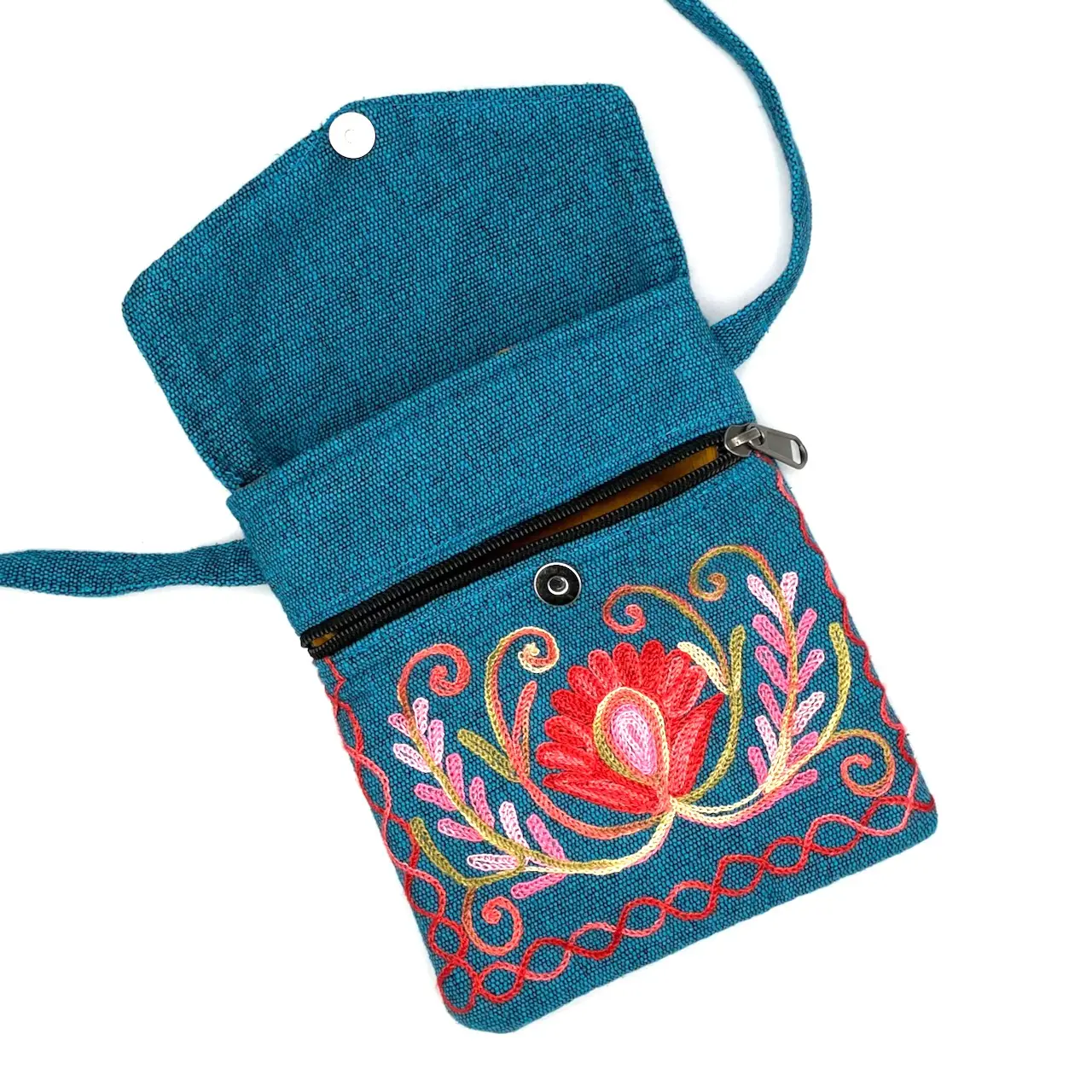 Embroidered Floral Crossbody Bag