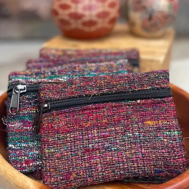 Upcycled Raw Silk Coin Purse