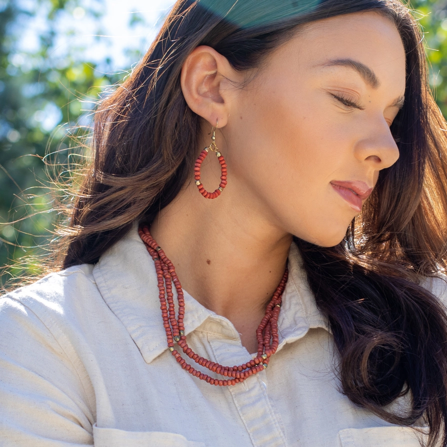 Beaded Chromatic 3 Strand Short Necklace