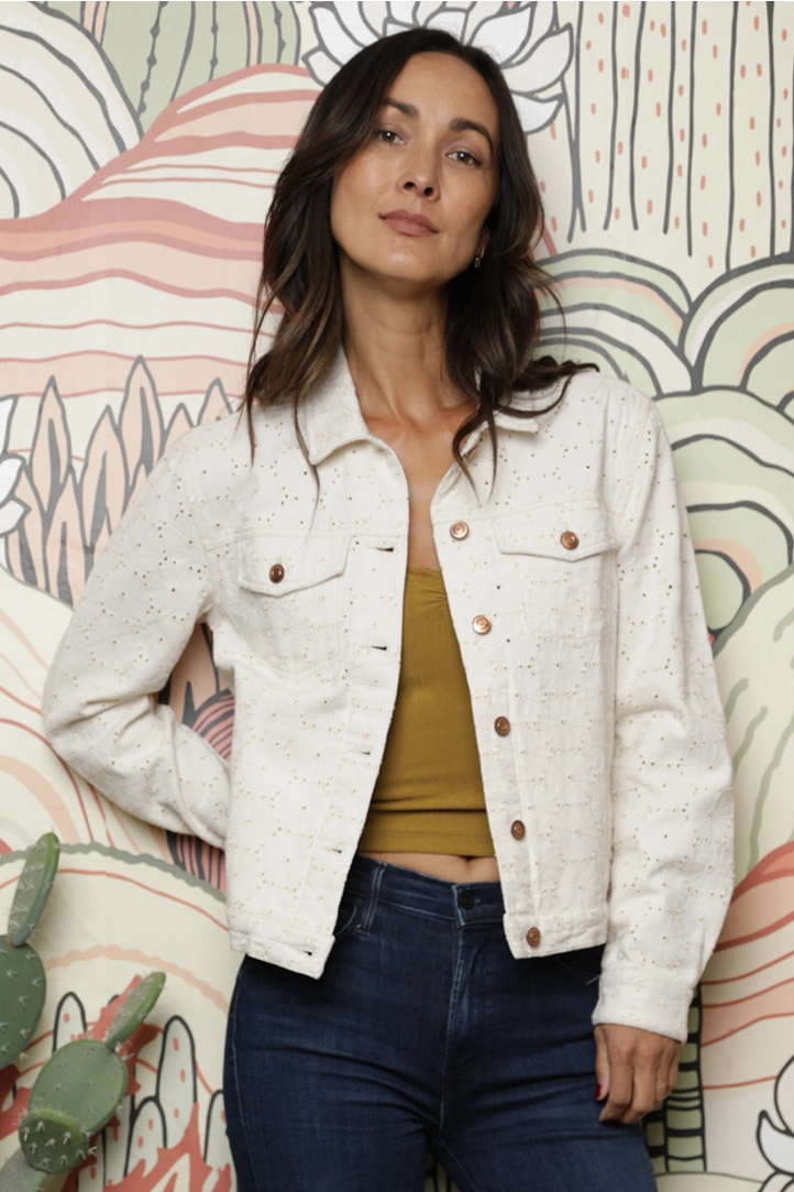 Eyelet Embroidered Denim Jacket