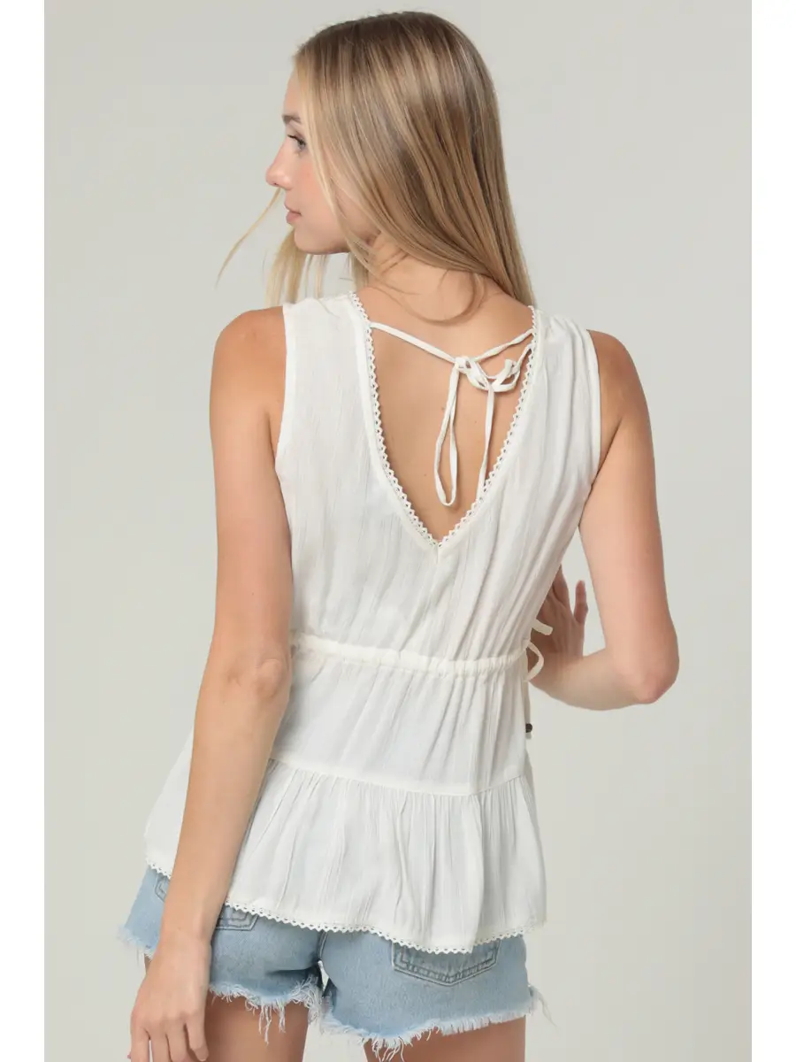 Embroidered V-Neck Top