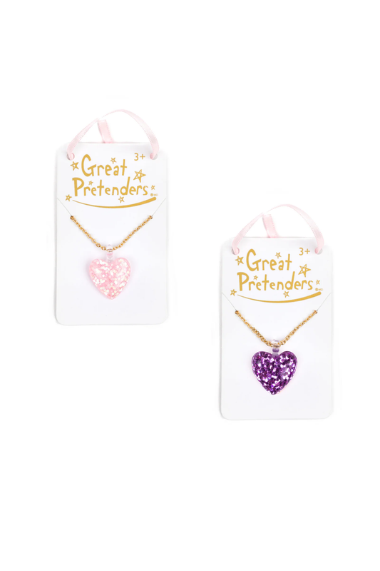 Girls Glitter Heart Necklace