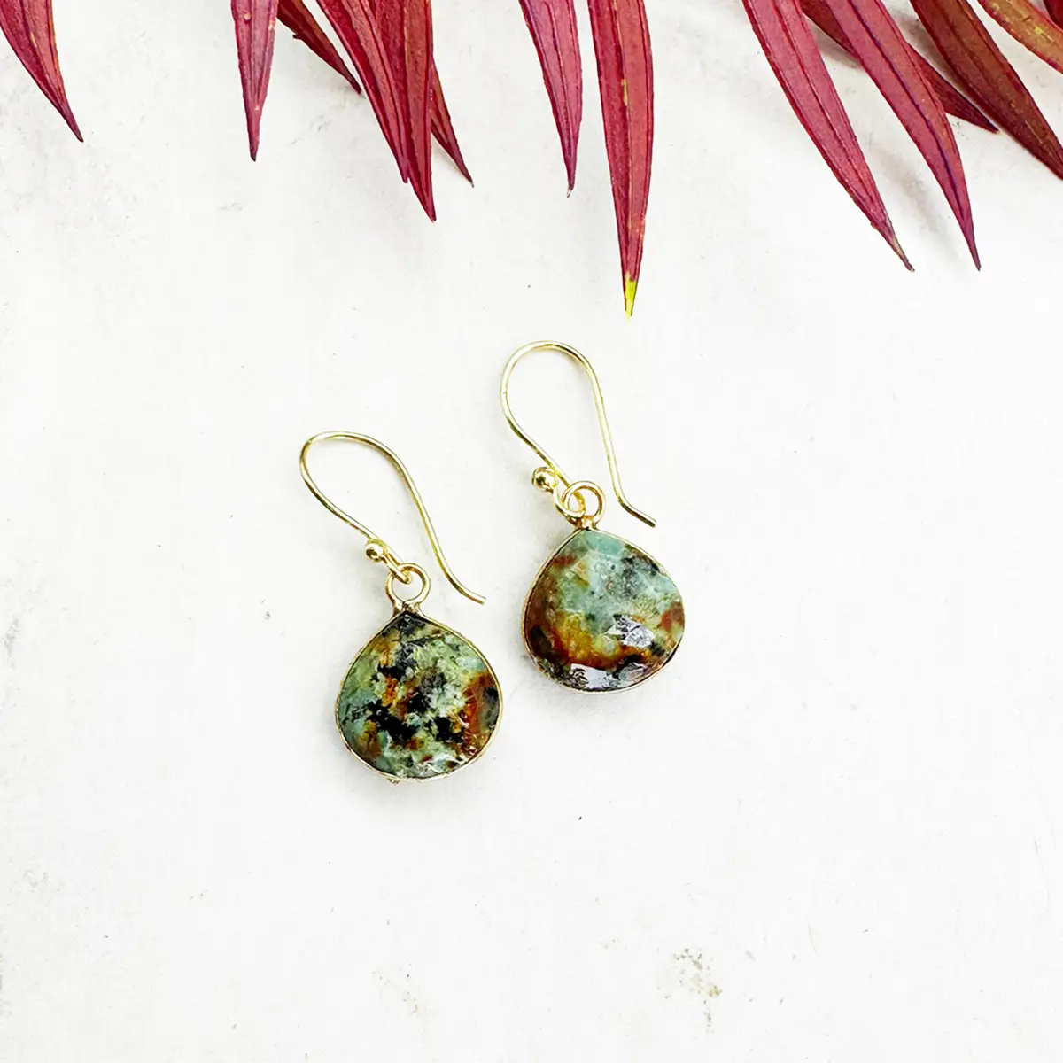 Gold Plated Semi-Precious Stone Earrings