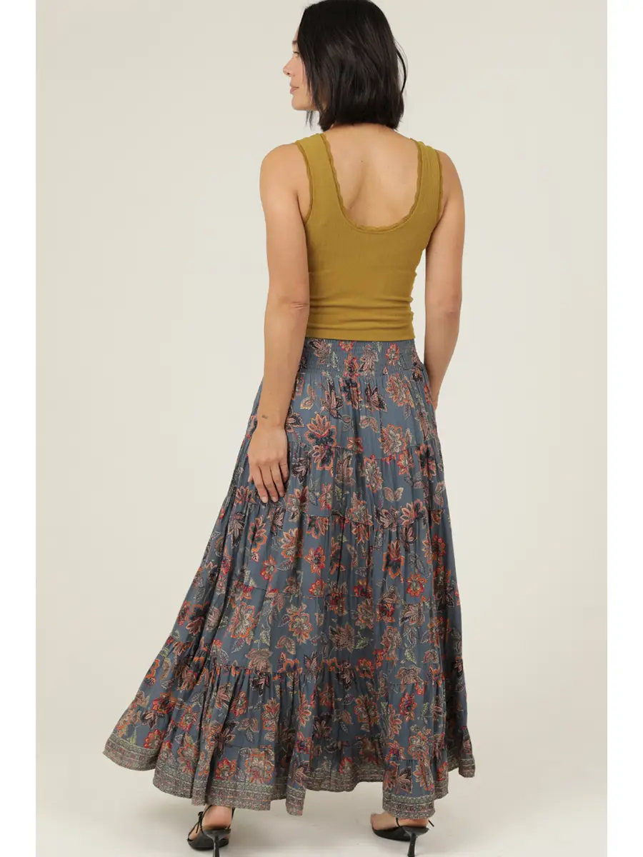 A Line Floral Print Maxi Skirt