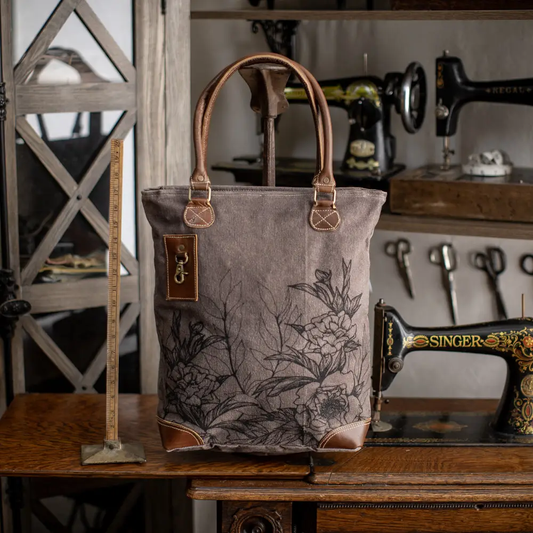 Peony Upcycled Canvas Tote Bag